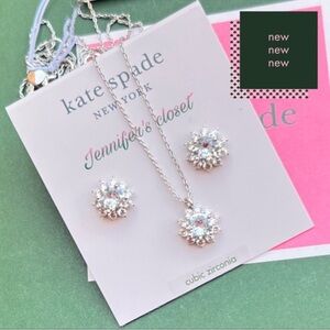 Kate Spade Crystal Stud Earrings & Pendant Necklace Set. NWT